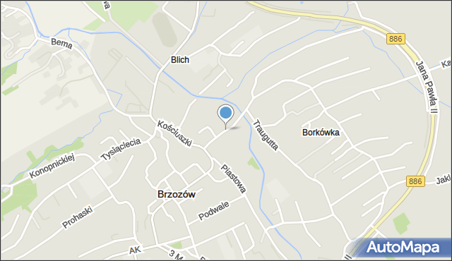 Brzozów, Księcia Józefa Poniatowskiego, mapa Brzozów