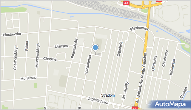 Częstochowa, Księcia Leszka Białego, mapa Częstochowy