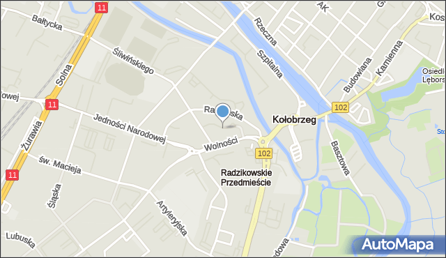 Kołobrzeg, Księcia Warcisława III, mapa Kołobrzegu