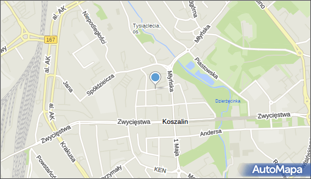 Koszalin, Księżnej Anastazji, mapa Koszalina
