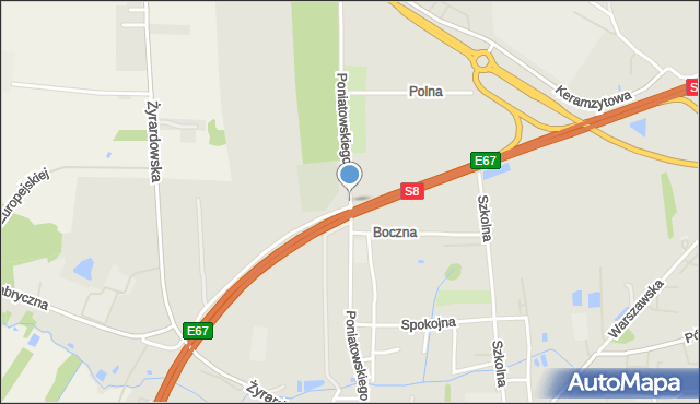 Mszczonów, Księcia Józefa Poniatowskiego, mapa Mszczonów