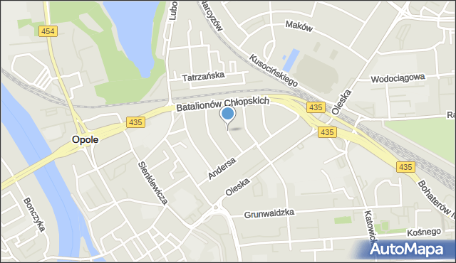 Opole, Księcia Józefa Poniatowskiego, mapa Opola