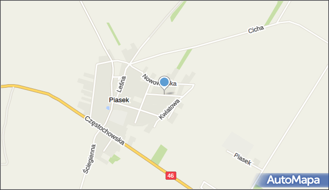 Piasek gmina Janów, Księżycowa, mapa Piasek gmina Janów