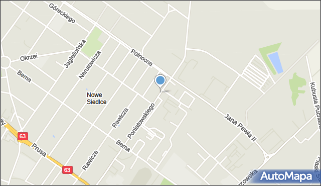 Siedlce, Księcia Józefa Poniatowskiego, mapa Siedlce