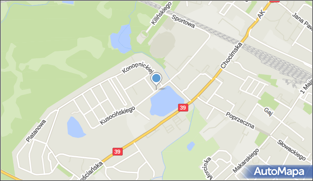 Brzeg, Kusocińskiego Janusza, mapa Brzeg