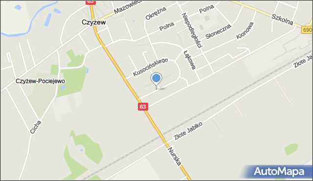 Czyżew powiat wysokomazowiecki, Kusocińskiego Janusza, mapa Czyżew powiat wysokomazowiecki