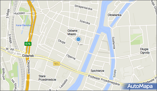 Gdańsk, Kuśnierska, mapa Gdańska