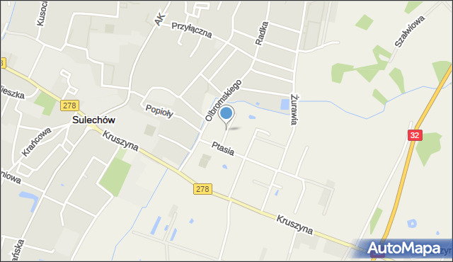 Kruszyna gmina Sulechów, Kukułcza, mapa Kruszyna gmina Sulechów