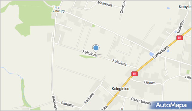 Księginice gmina Trzebnica, Kukułcza, mapa Księginice gmina Trzebnica