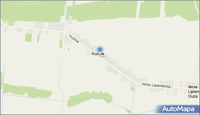 Kuźnia gmina Jastrząb, Kuźnia, mapa Kuźnia gmina Jastrząb