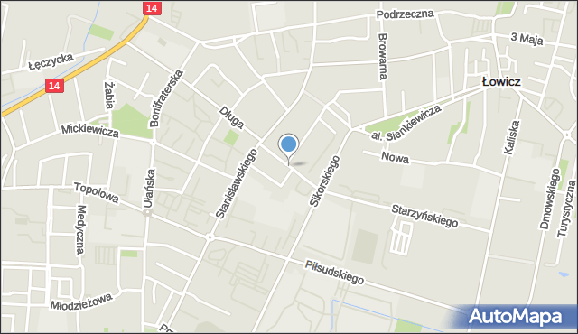 Łowicz, Kurkowa, mapa Łowicza