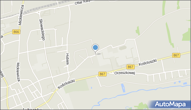 Lubaczów, Kurierów Armii Krajowej, mapa Lubaczów