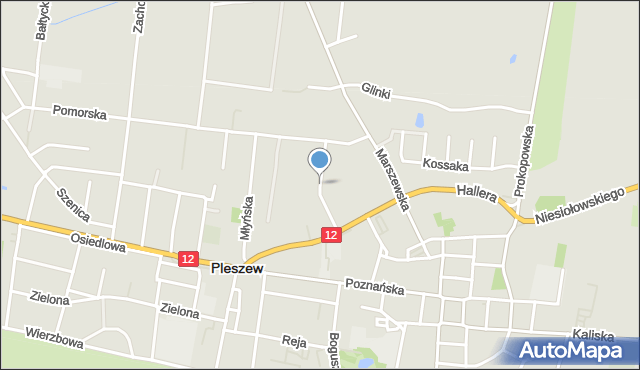 Pleszew, Kusocińskiego Janusza, mapa Pleszew
