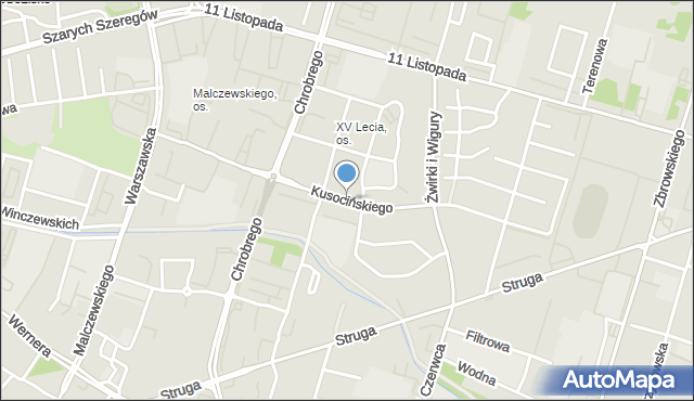 Radom, Kusocińskiego Janusza, mapa Radomia