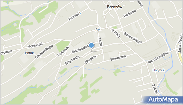 Brzozów, Kwiatowa, mapa Brzozów