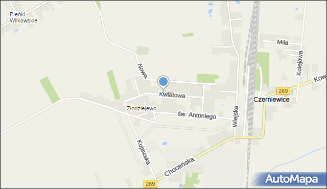 Czerniewice gmina Choceń, Kwiatowa, mapa Czerniewice gmina Choceń