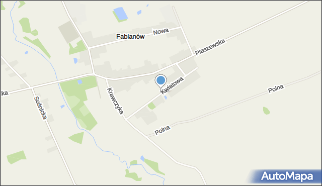 Fabianów gmina Dobrzyca, Kwiatowa, mapa Fabianów gmina Dobrzyca