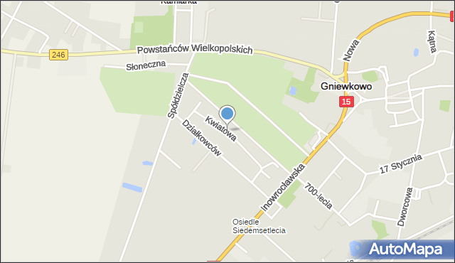 Gniewkowo powiat inowrocławski, Kwiatowa, mapa Gniewkowo powiat inowrocławski