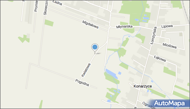 Konarzyce gmina Łomża, Kwiatowa, mapa Konarzyce gmina Łomża
