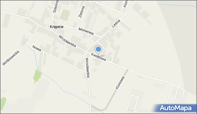 Krępice gmina Miękinia, Kwiatowa, mapa Krępice gmina Miękinia
