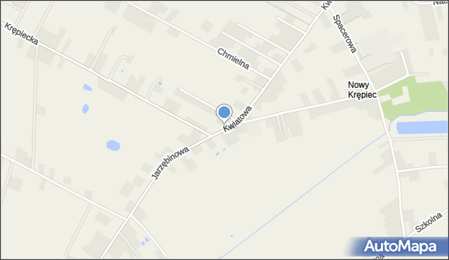 Krępiec gmina Mełgiew, Kwiatowa, mapa Krępiec gmina Mełgiew