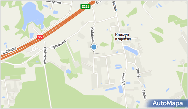 Kruszyn Krajeński, Kwiatowa, mapa Kruszyn Krajeński