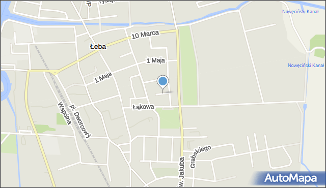 Łeba, Kwiatowa, mapa Łeba