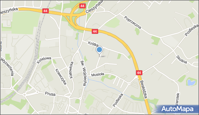 Mikołów, Kwietna, mapa Mikołów