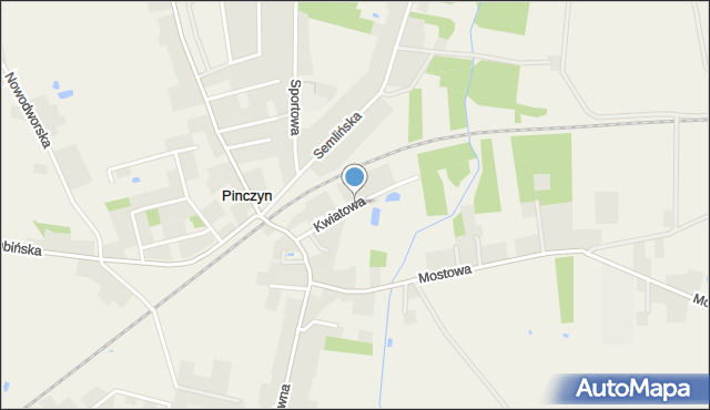 Pinczyn, Kwiatowa, mapa Pinczyn