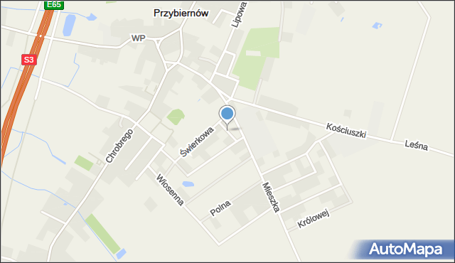 Przybiernów, Kwiatowa, mapa Przybiernów