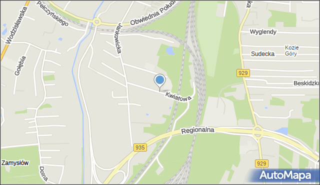 Rybnik, Kwiatowa, mapa Rybnika