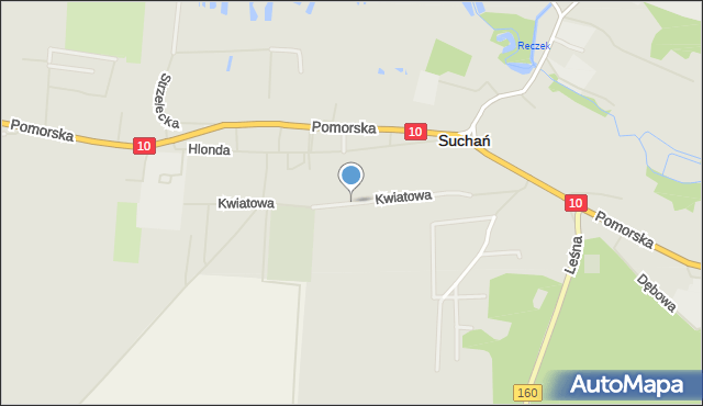 Suchań, Kwiatowa, mapa Suchań