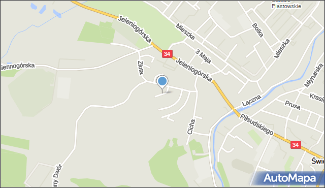 Świebodzice, Kwiatowa, mapa Świebodzice