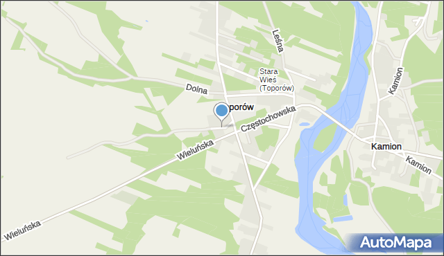 Toporów gmina Wierzchlas, Kwiatowa, mapa Toporów gmina Wierzchlas