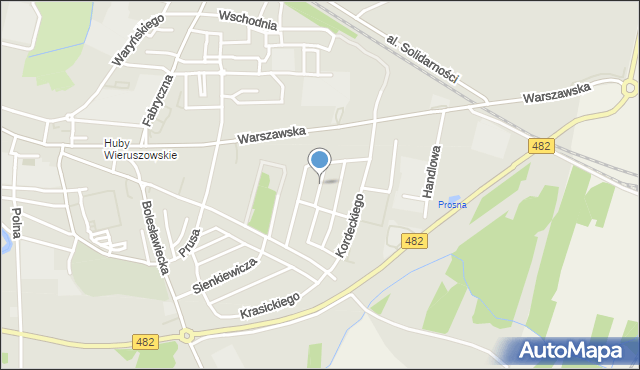 Wieruszów, Kwiatowa, mapa Wieruszów