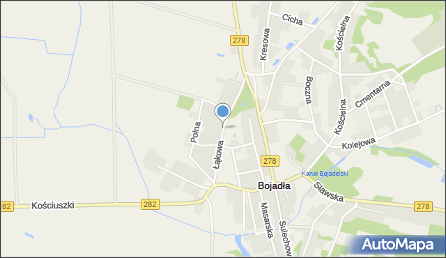 Bojadła, Łąkowa, mapa Bojadła