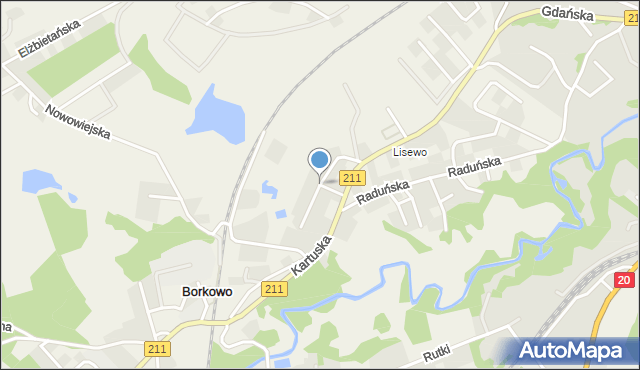 Borkowo gmina Żukowo, Łąkowa, mapa Borkowo gmina Żukowo