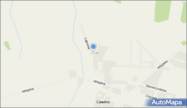 Cewlino, Łąkowa, mapa Cewlino