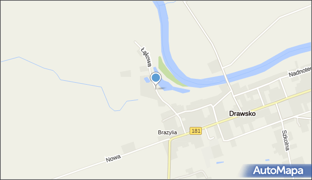 Drawsko, Łąkowa, mapa Drawsko