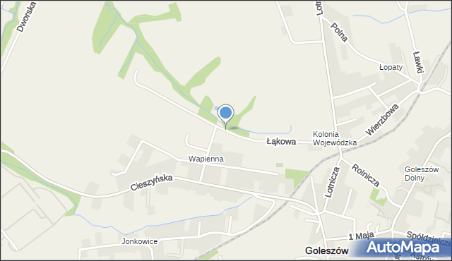 Goleszów powiat cieszyński, Łąkowa, mapa Goleszów powiat cieszyński