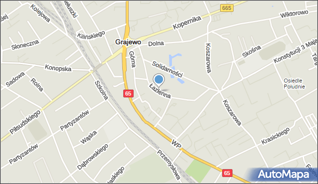Grajewo, Łazienna, mapa Grajewo