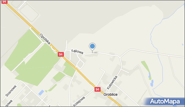 Groblice, Łąkowa, mapa Groblice