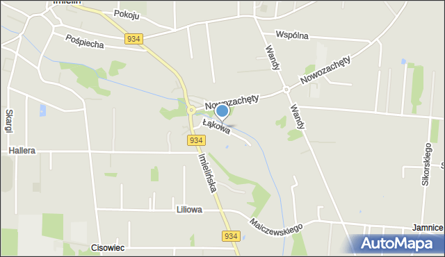 Imielin, Łąkowa, mapa Imielin