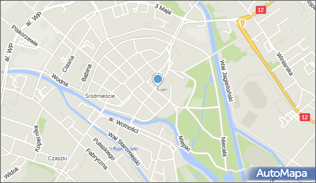 Kalisz, Łazienna, mapa Kalisza