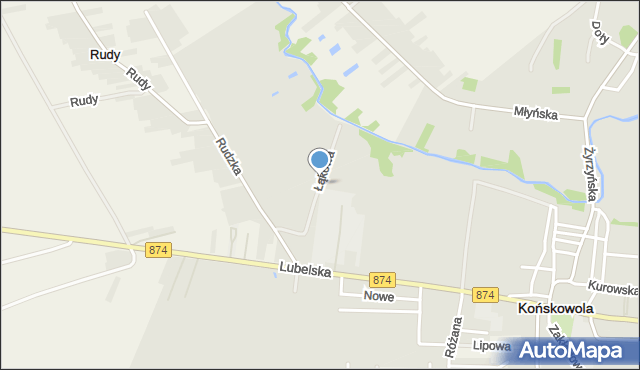 Końskowola, Łąkowa, mapa Końskowola