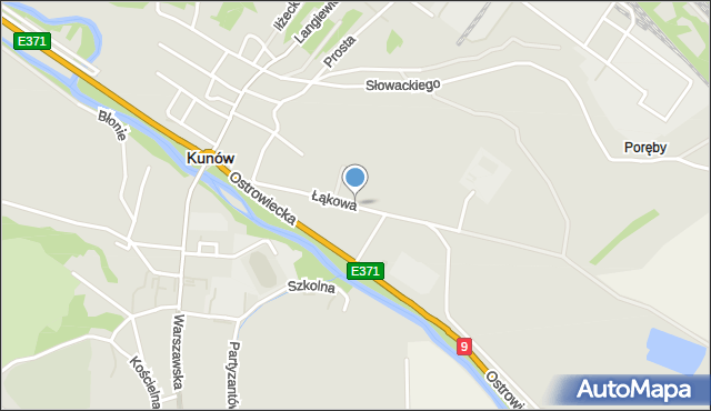 Kunów powiat ostrowiecki, Łąkowa, mapa Kunów powiat ostrowiecki