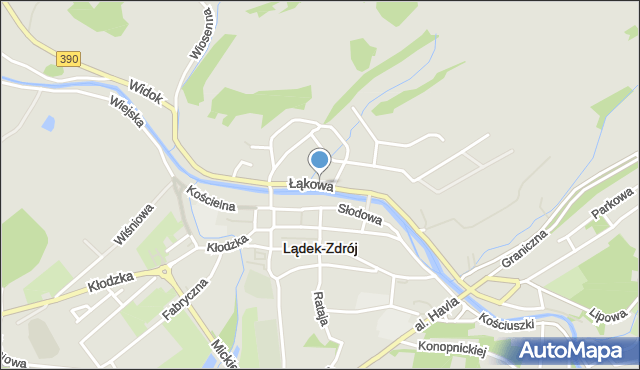 Lądek-Zdrój, Łąkowa, mapa Lądek-Zdrój