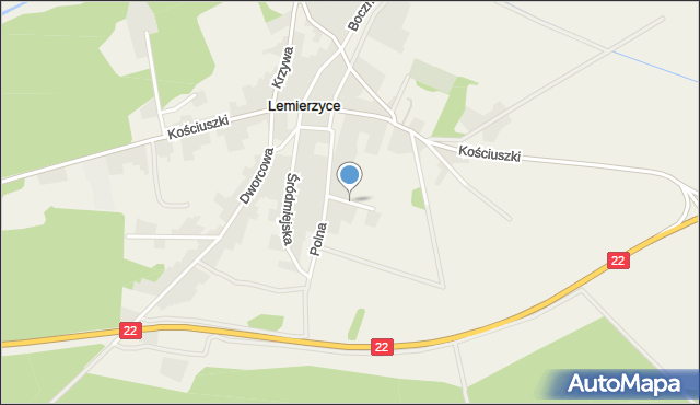 Lemierzyce, Łąkowa, mapa Lemierzyce