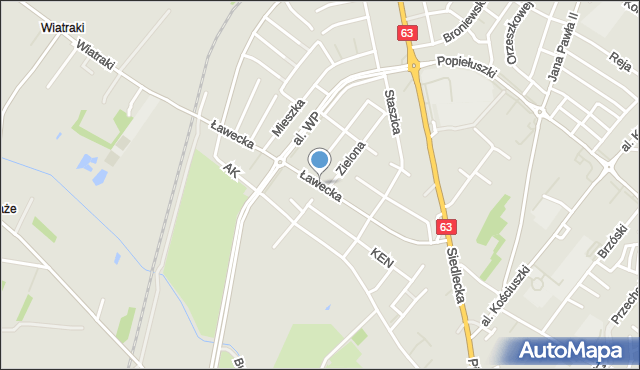 Łuków, Ławecka, mapa Łuków