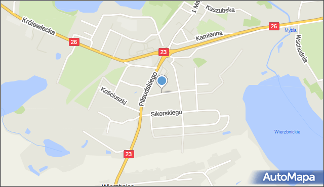 Myślibórz, Łąkowa, mapa Myślibórz